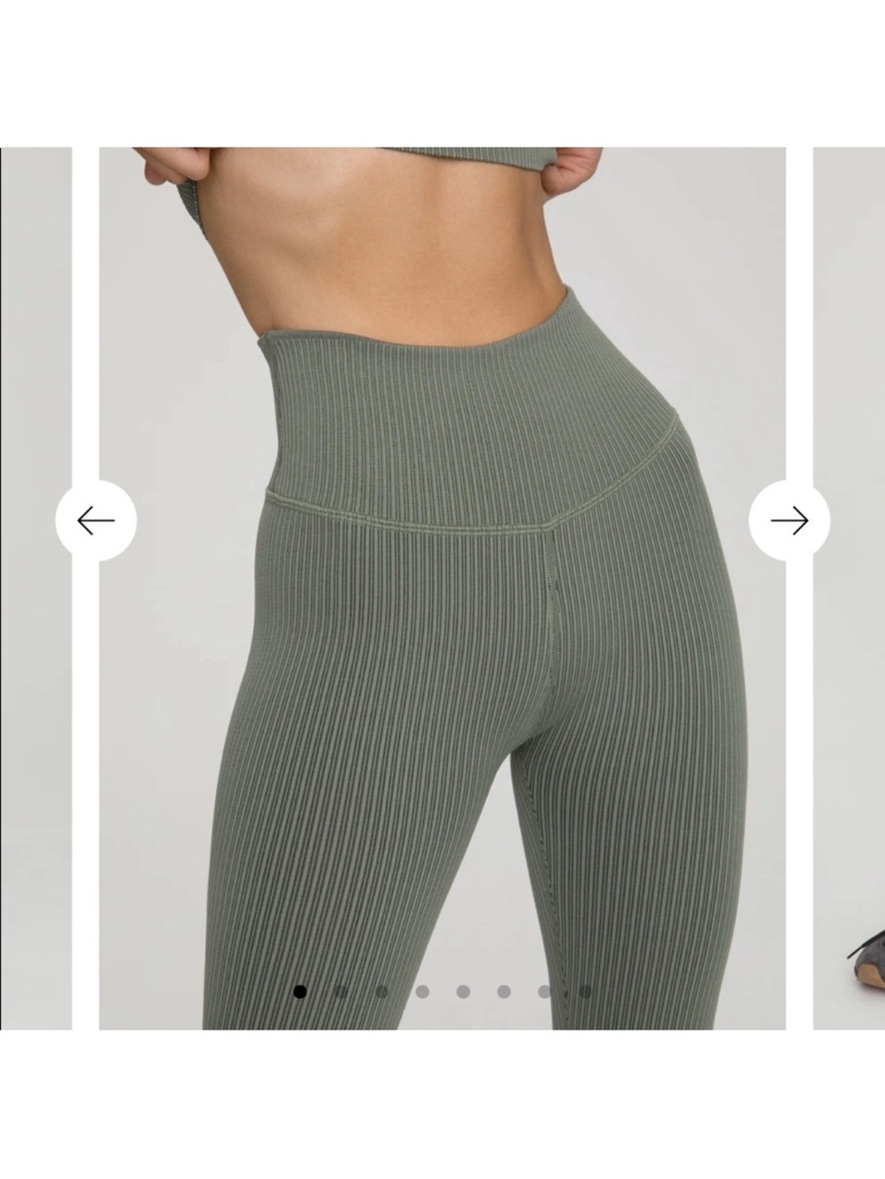 Good American High-Waist Ribbed Leggings — Olive Green - Picture 3 of 6